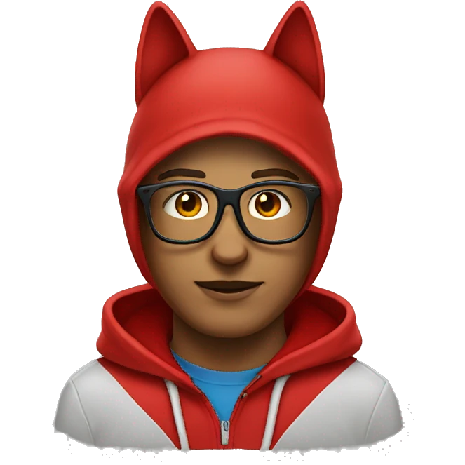 Nerd emoji wearing a red puma hood emoji