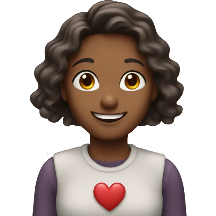 smiling girl with heart hands emoji