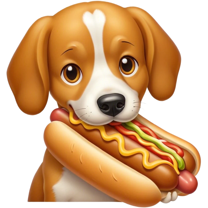 Dog eat hot dog  emoji