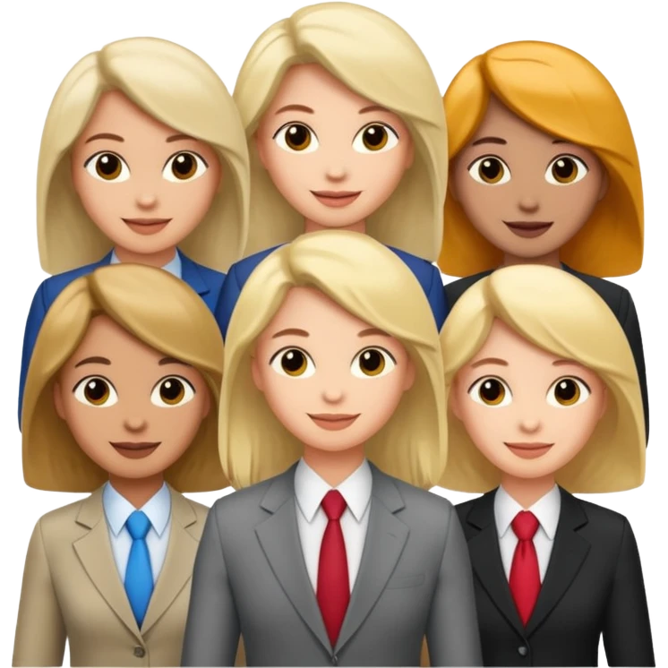 сделай деловых коллег, которые радосно что-то обсуждают. все должны быть светлокожими и с разным цветом волос emoji