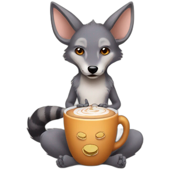 Jackal holding hot cocoa emoji