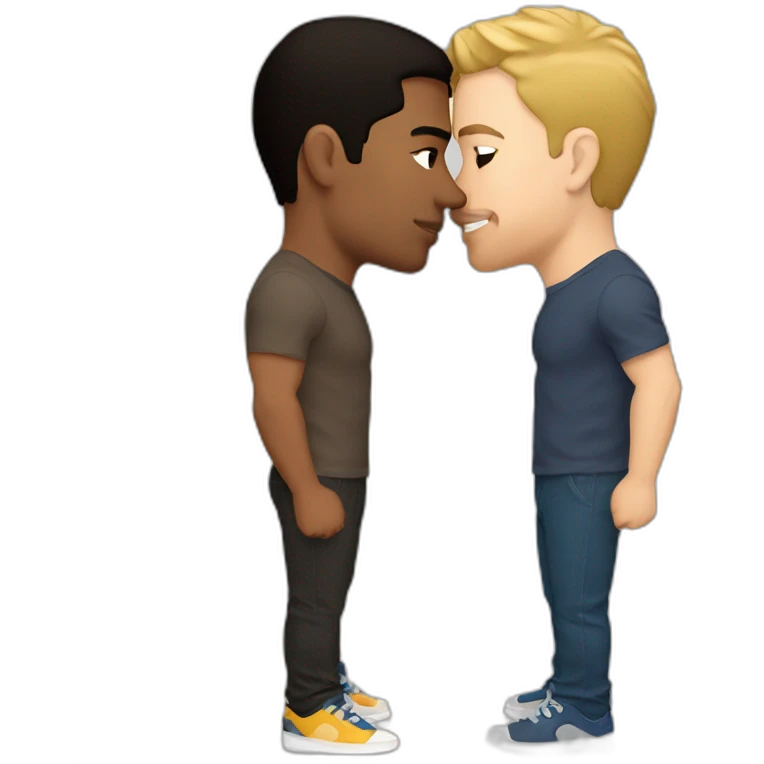 Sexy-fit-Latino-male-and-caucasian-male-interracial-kissing emoji