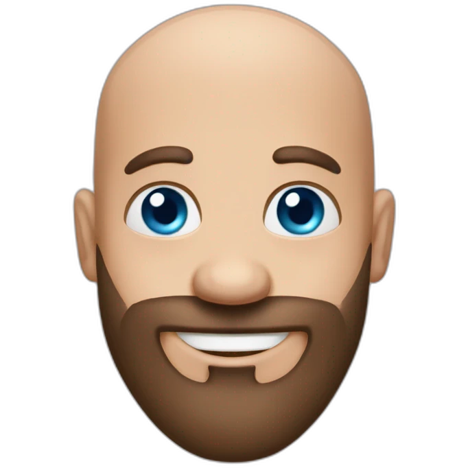 Bald blue eyes hamdsome happy with Just beard emoji