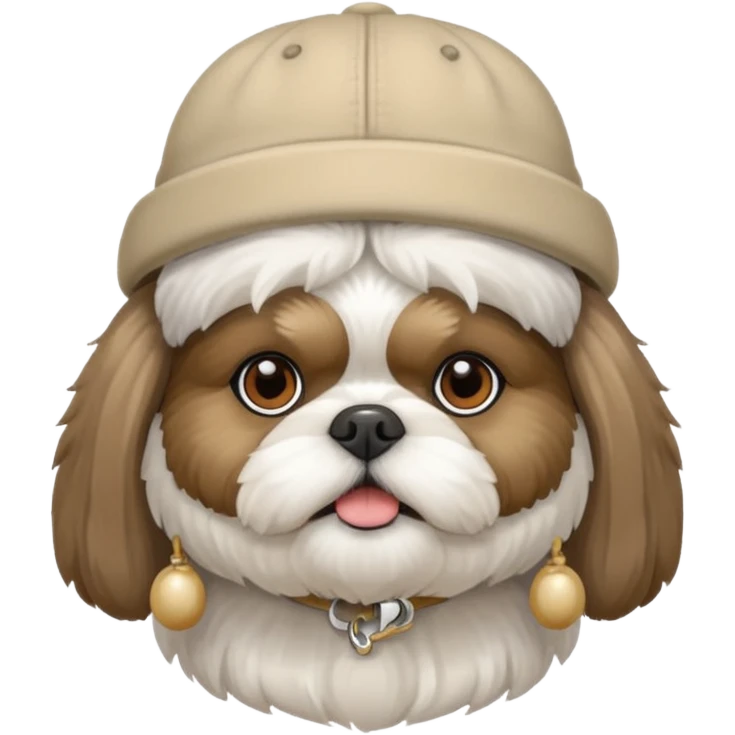 A Shih Tzu dog in a beige hat emoji