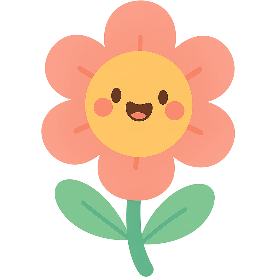 cute flower with soft colors and round petals in kawaii style, no black outline emoji