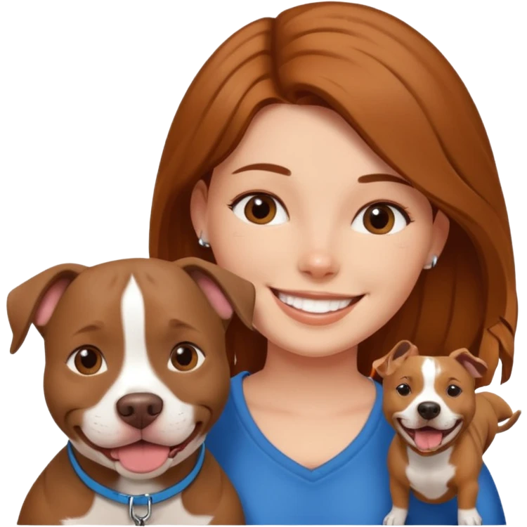 smiling girl with smiling pitbull dog emoji
