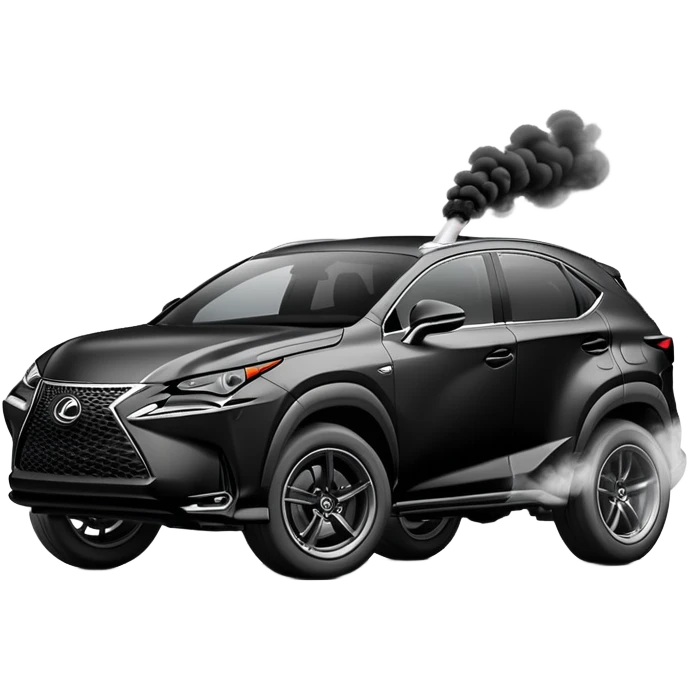 black lexus Nx doing a burnout emoji