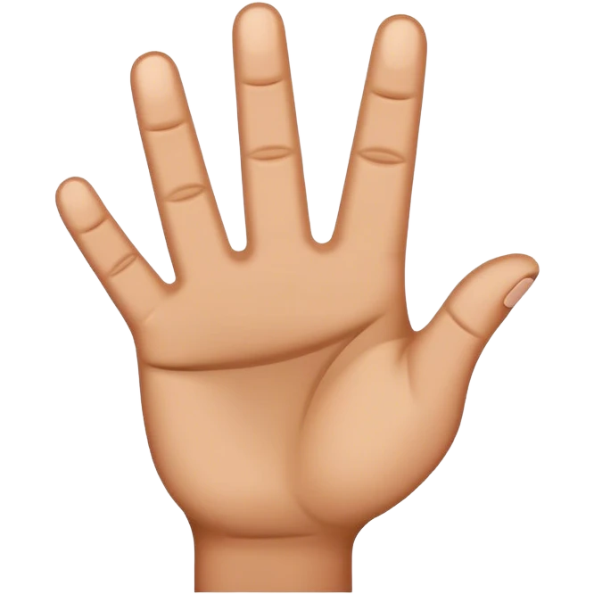 4 fingers up brown hand. Thumb tucked in emoji