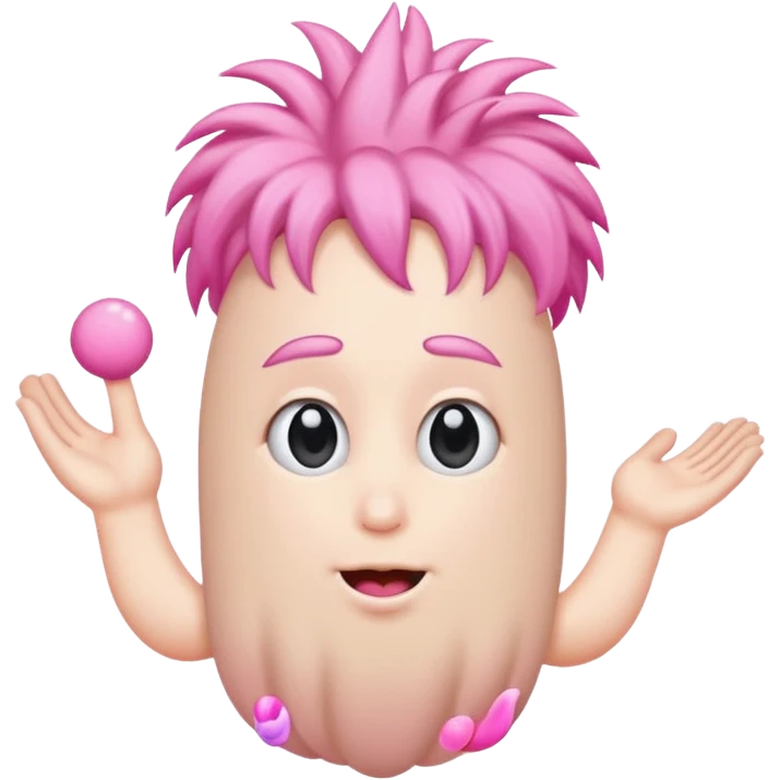 hand on big penis with pink tip and hair balls emoji
