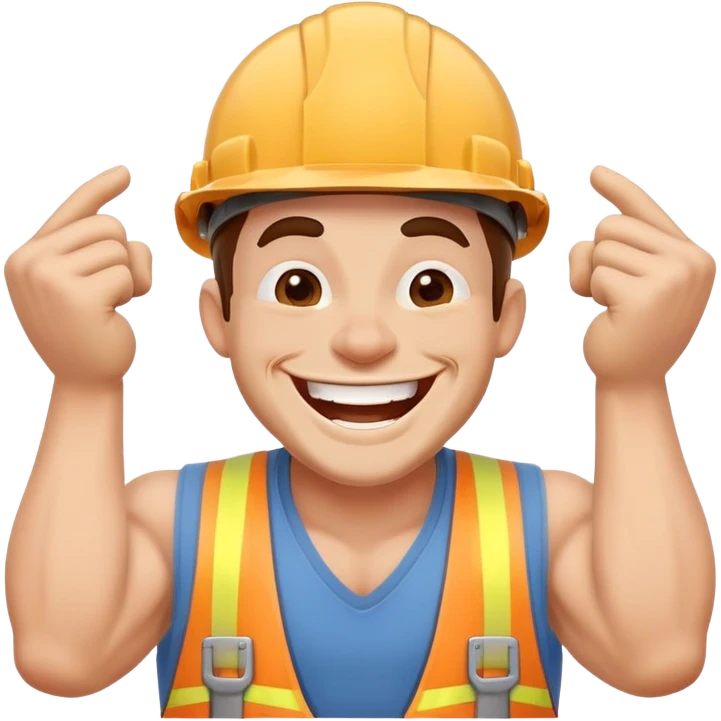 builder laughing exaggeratedly emoji