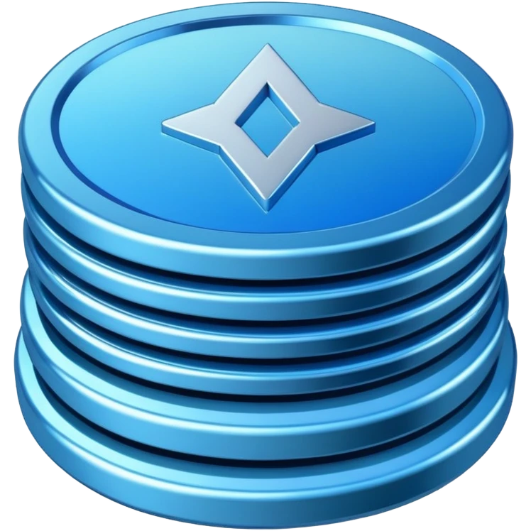 blue sorayama gradient chrome plasma energy coin stack emoji