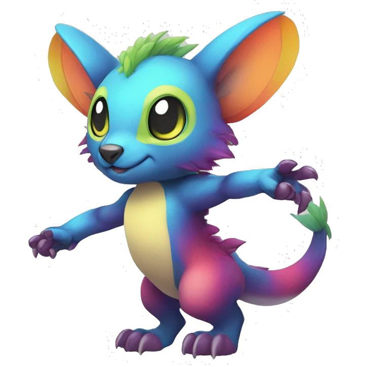 Cute cool colorful fantasy animal hybrid Fakemon full body emoji