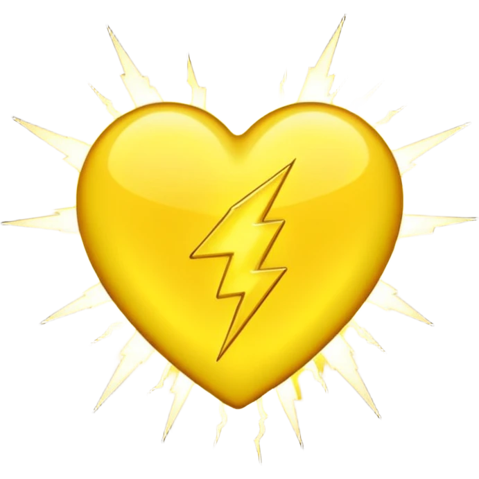 yellow heart with a lightning glow emoji