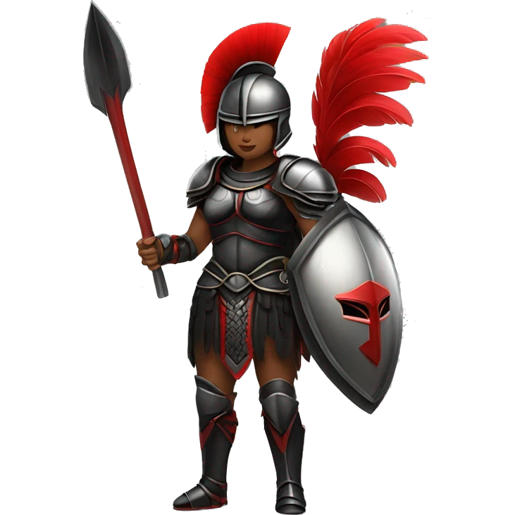 Fantasy spartan warrior female wearing detailed black armor with a red plumed helmet
 emoji