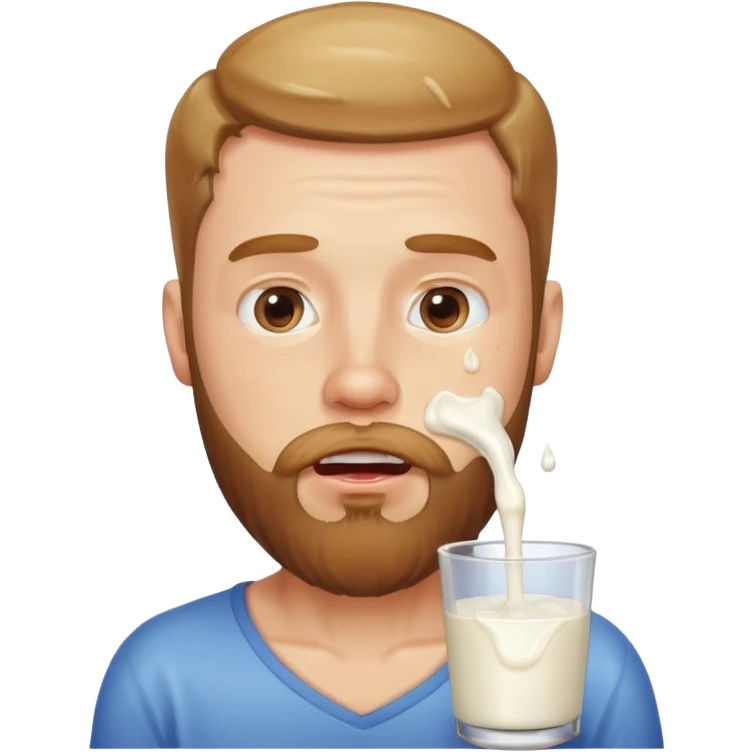 A bearded white men with milk dripping from his mouth but not holding a glass emoji