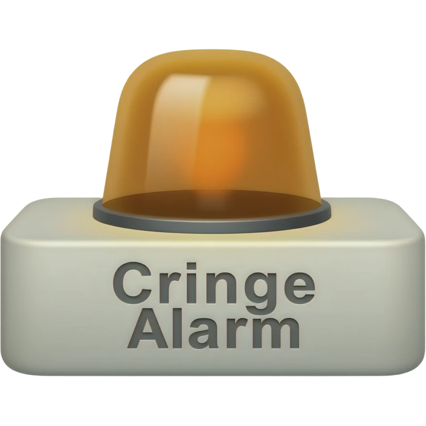 A blaring siren with visual sound effects, a label below it with text "Cringe Alarm", filled background emoji