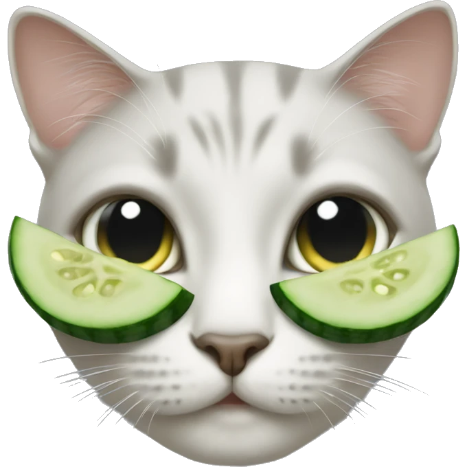 Cat with cucumbers on their eyes emoji
