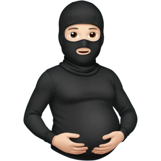 a man who is pregnant and wears a balaclava in his face and we can see his stomach who is bulging and pregnant emoji