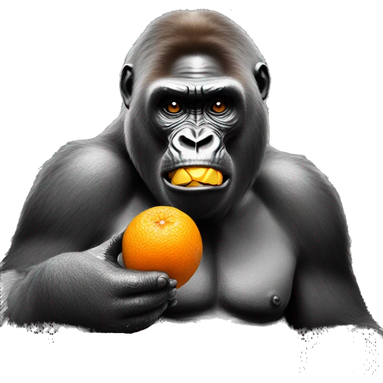 Gorilla eating an orange emoji