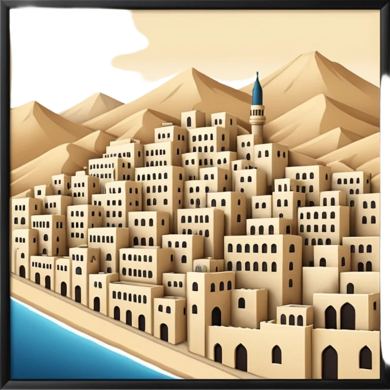 little city and many, small, ordinary, simple, home, Iranian-style, 1980, without frame  emoji