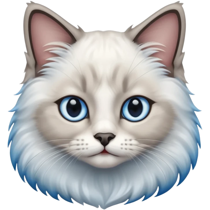 Ragdoll cat, with dark nose area with bright blue eyes emoji