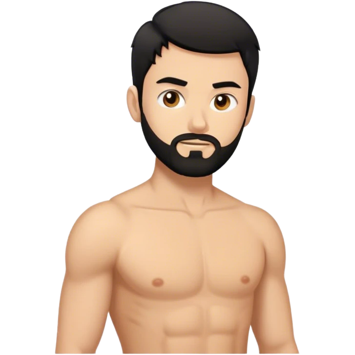 young white man with black short beard and short black hair training emoji