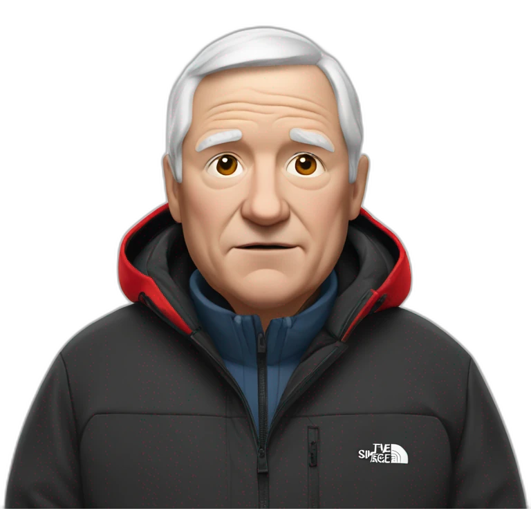 old white man overweight with black and red supreme north face jacket emoji