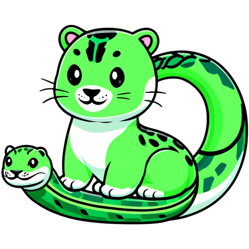 Minimalist Maya-style jaguar and snake as message symbols, white and deep green only, flat design with clean lines emoji