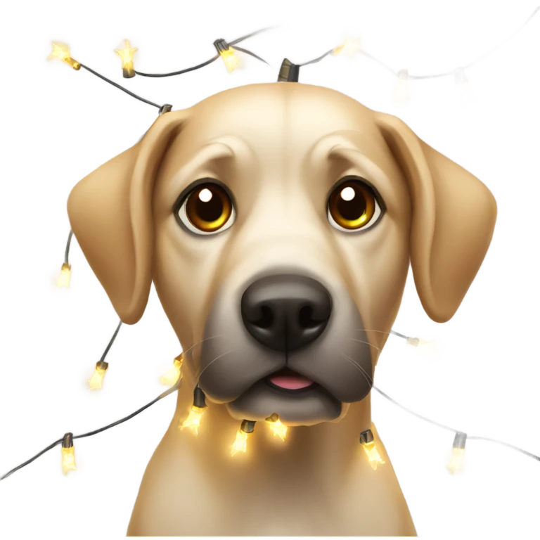 Dog with Christmas lights emoji