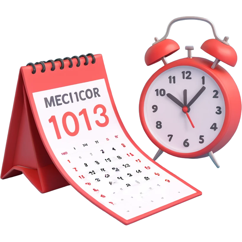 scheduled icon, 3D style, vibrant, with a calendar and clock emoji