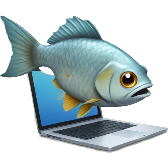 fish using laptop emoji