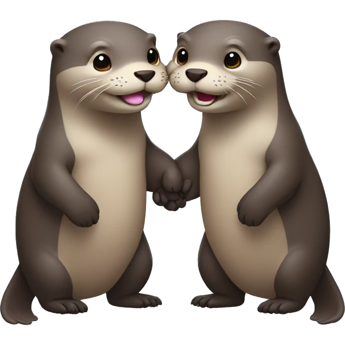 Smiling otters holding hands emoji