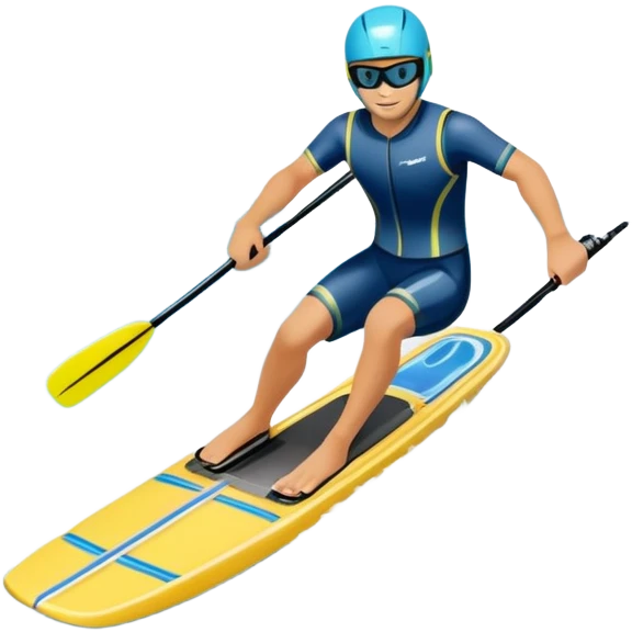 humanless icon showing water skis on the surface of the water, with the skis cutting through the waves, and a distant boat in the background creating a wake. The design highlights the smooth, dynamic motion of water skiing. Transparent background emphasizes the thrill of the sport emoji