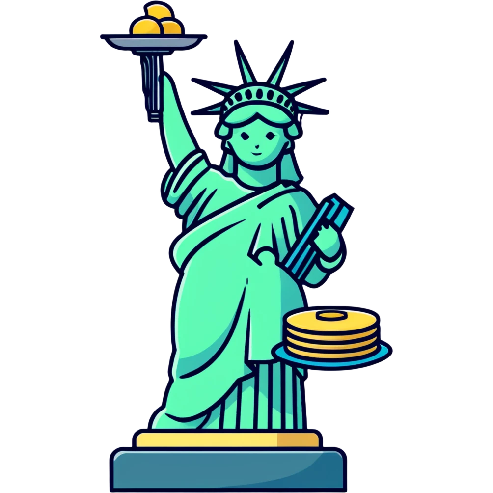 Statue of Liberty holding a stack of pancakes emoji