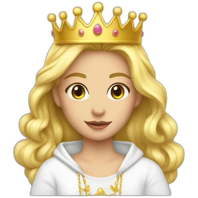 blond princess white with crown hoodie liquid emoji