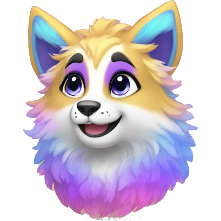 Colorful gradient-Sparkle-nebula-fursona anthropomorphic furry full body emoji