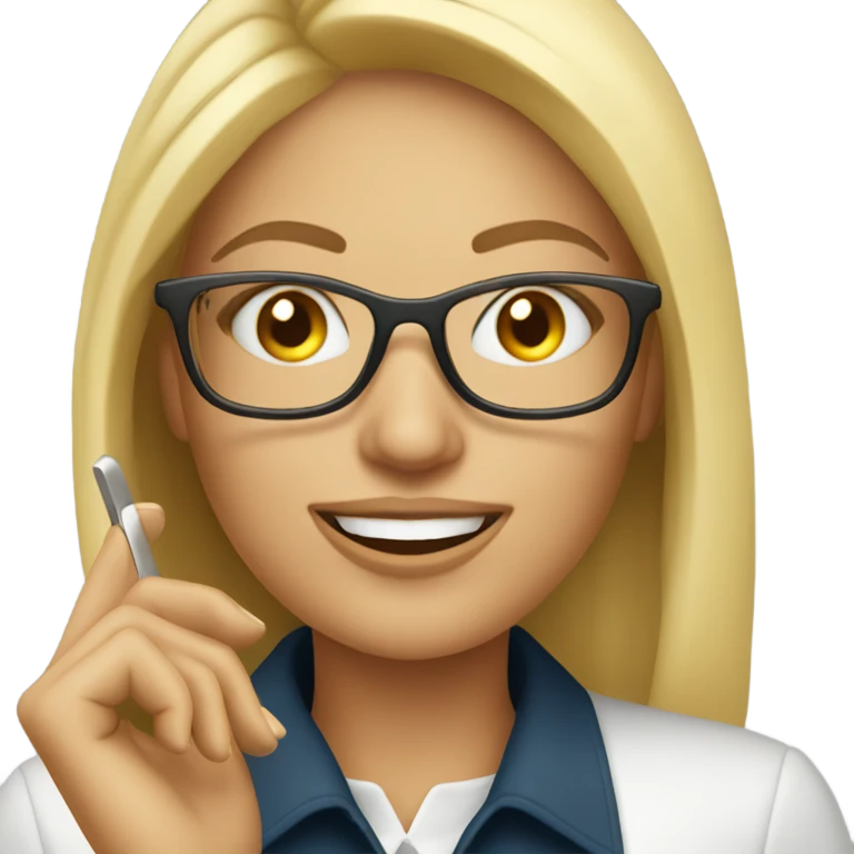 Beautiful Blonde woman wearing glasses calling on cell phone emoji