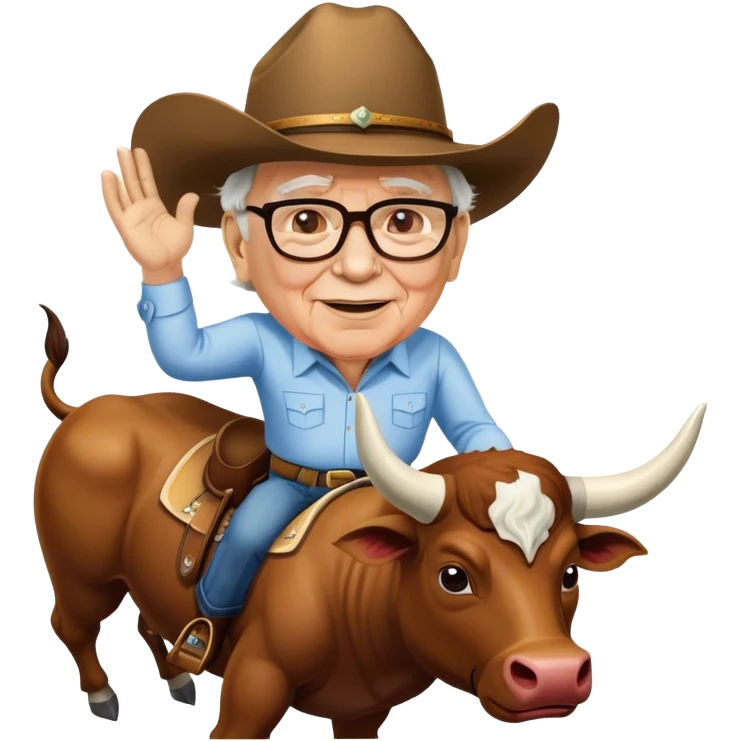 Warren Buffet riding bull emoji