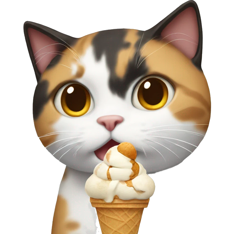 Icecream with calico cat emoji
