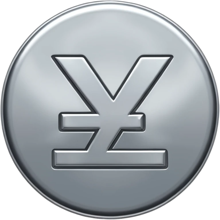 Create a yuan sign emoji in apple emoji style with silver color, no text, just the symbol. emoji