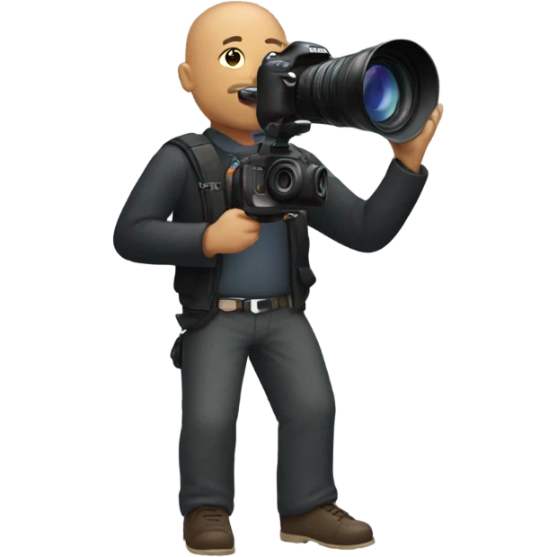 Bald Black guy with canon camera  emoji