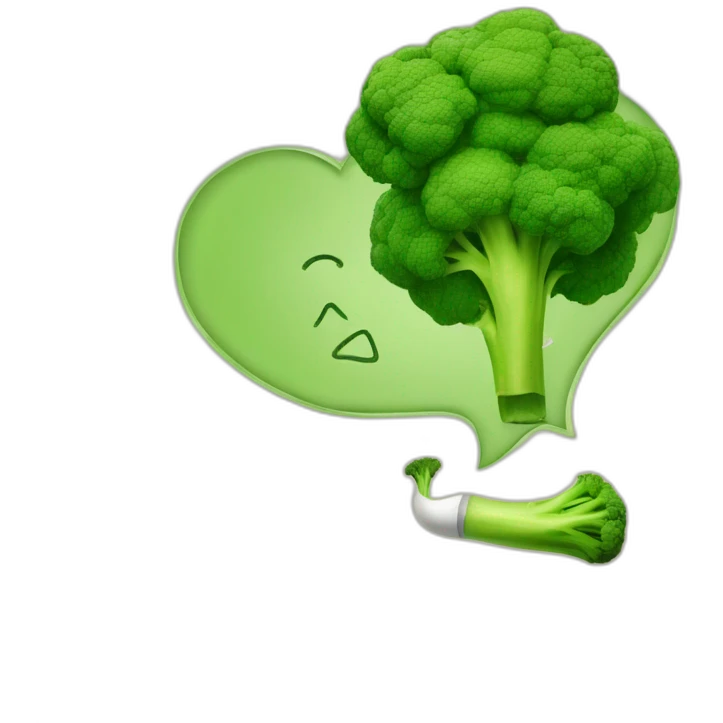 Person Smoking, broccoli in a love heart speech bubble, 420  emoji