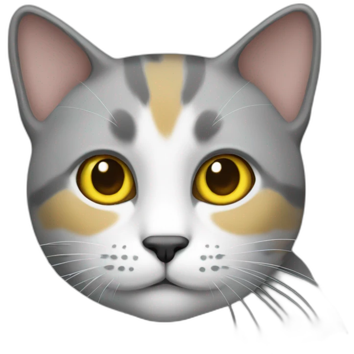 Cat with half yellow and half grey head emoji
