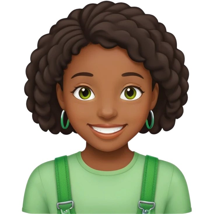 black girl with green braces on her teeth smiling emoji