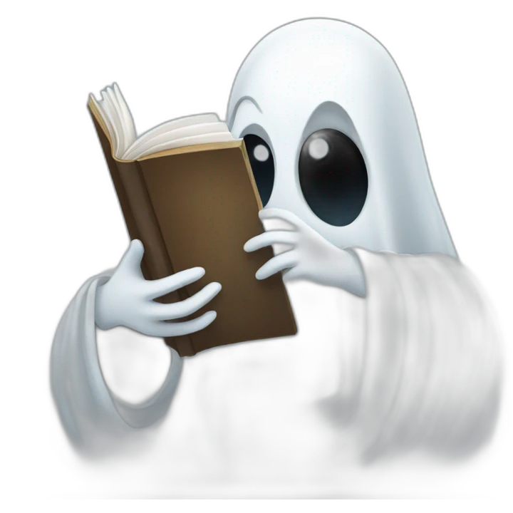 Ghost holding a book emoji
