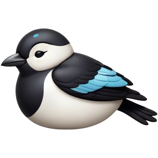 Meme-Worthy Cute Sleeping Magpie Portrait Emoji, Head resting peacefully with a contented smile, showcasing a sleek, elegant form with eyes gently closed in serene slumber and glossy, contrasting plumage, Simplified yet adorably endearing features, highly detailed, glowing with a soft, drowsy urban light, high shine, relaxed and utterly lovable, stylized with an air of playful laziness, soft glowing outline, capturing the essence of a sleeping magpie that feels destined to become the next viral icon of adorable rest! emoji