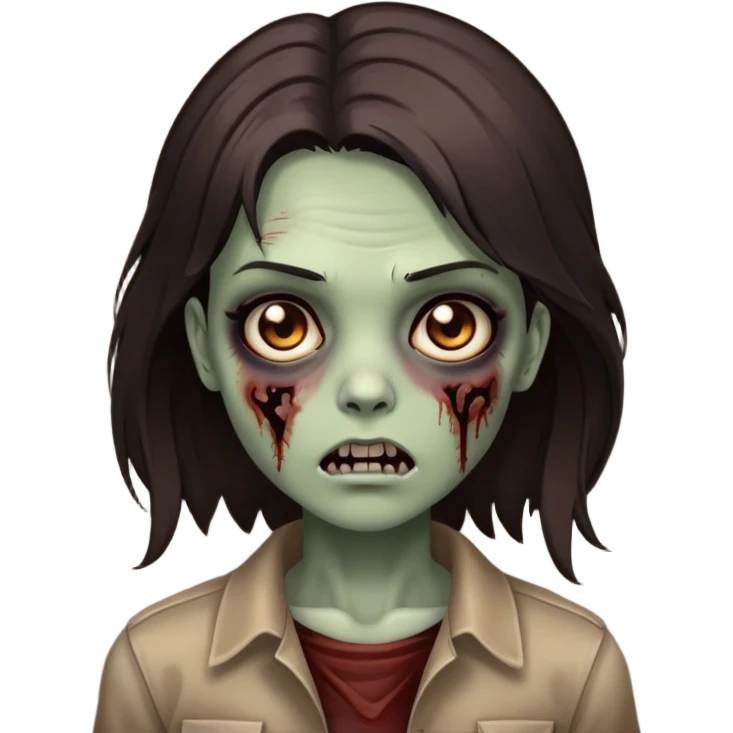 garota zumbi com o cabelo castanho escuro medio e com as pontas repicadas emoji
