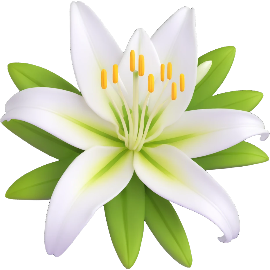 detailed white lily flower with yellow stamen emoji