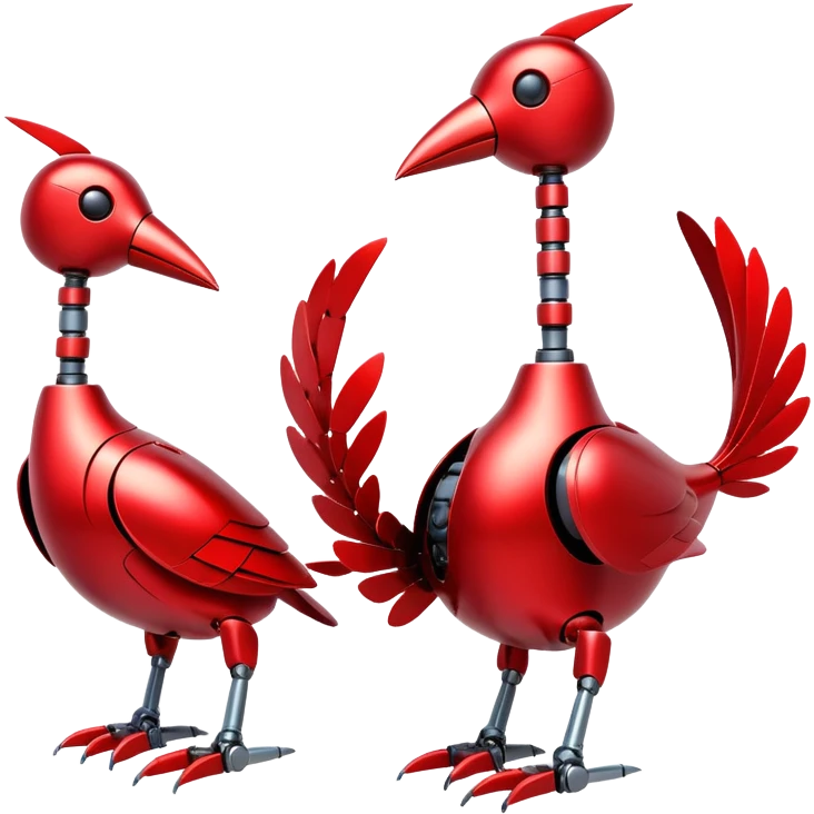 flock of three red robotic birds emoji