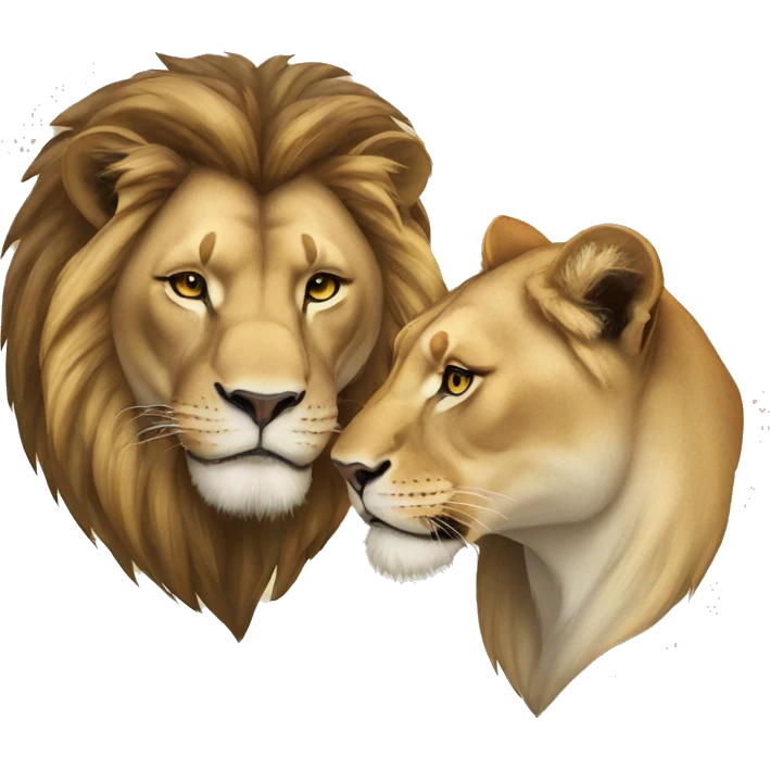 lion and lioness rubbing heads emoji